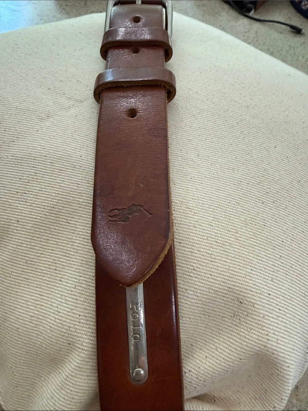 Men's Brown Leather Belt with Silver Buckle